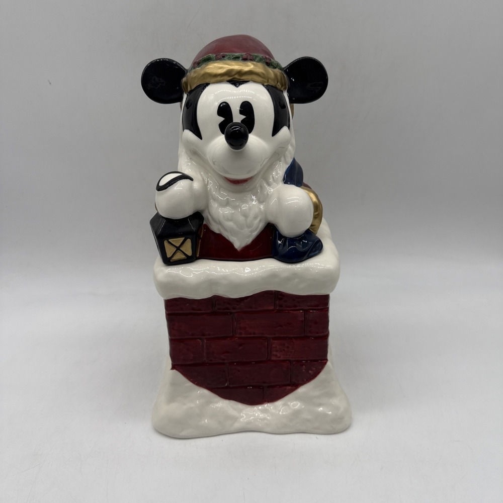 Vintage Disney Santa Mickey Mouse Chimney Cookie Jar Christmas